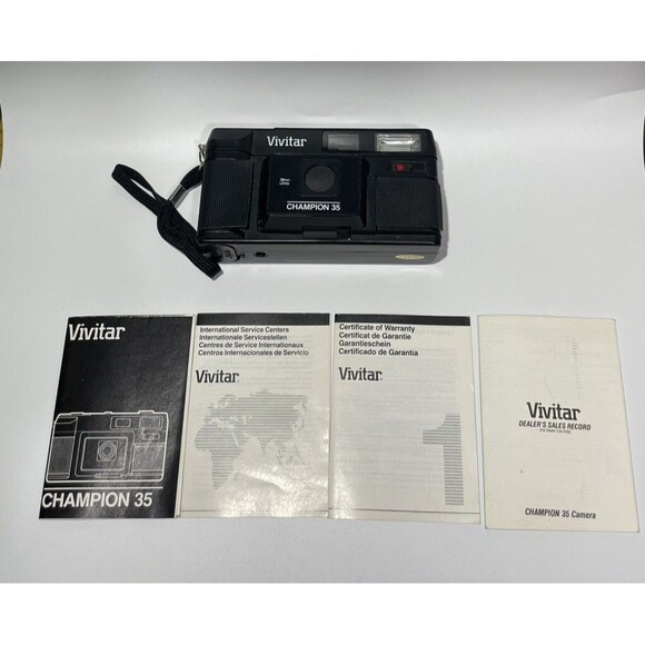 Lot Of 2 Vintage Camera Untested VIVITAR CHAMPION 35 Polaroid Square Shooter 2 - Picture 2 of 16